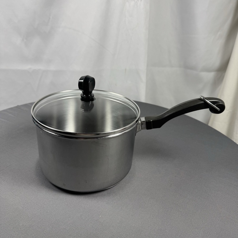 Vtg Farberware Stainless Steel‎ 2qt Saucepan W/Glass Lid